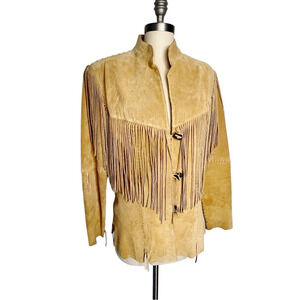Vintage Scully Fringe Suede Leather Jacket Size S Western Tan